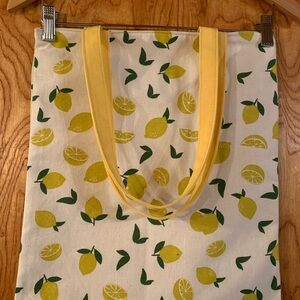 Lemon Printed Cotton Canvas Tote Bag.